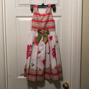 Girls size 8 dainty pink floral and stripe dress
